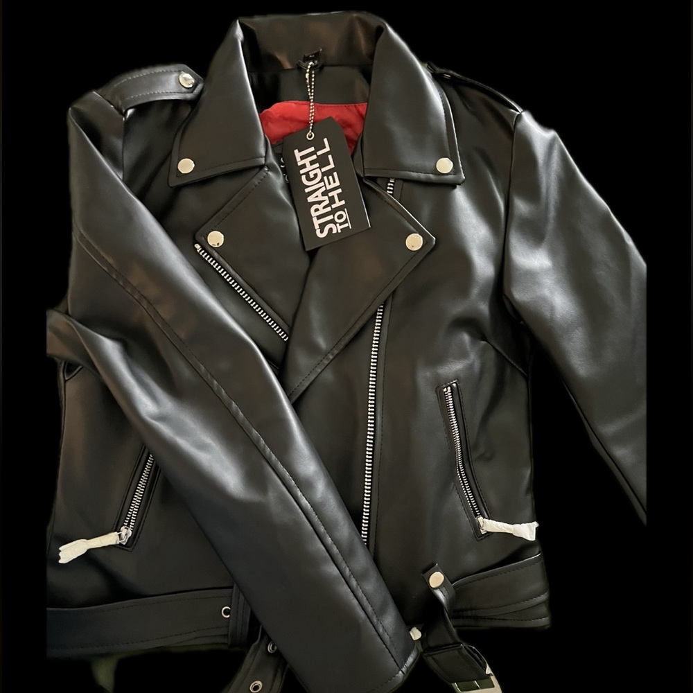 Straight to Hell vegan leather jacket NWT